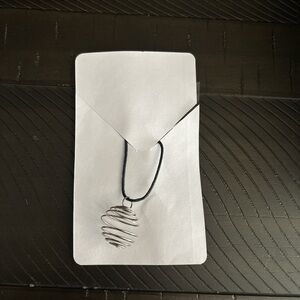 Black Cord Necklace with Silver Spiral Pendant - Unbranded